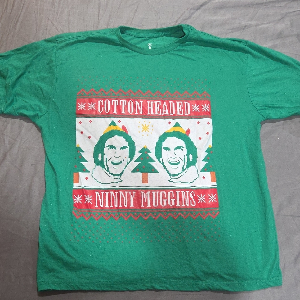 Elf Graphic Christmas Shirt - Small Paint Mistake On Buddys Cheek